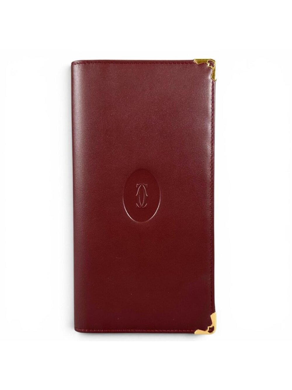 Cartier Must Line 2C Motif Leather Wallet Bifold Bordeaux